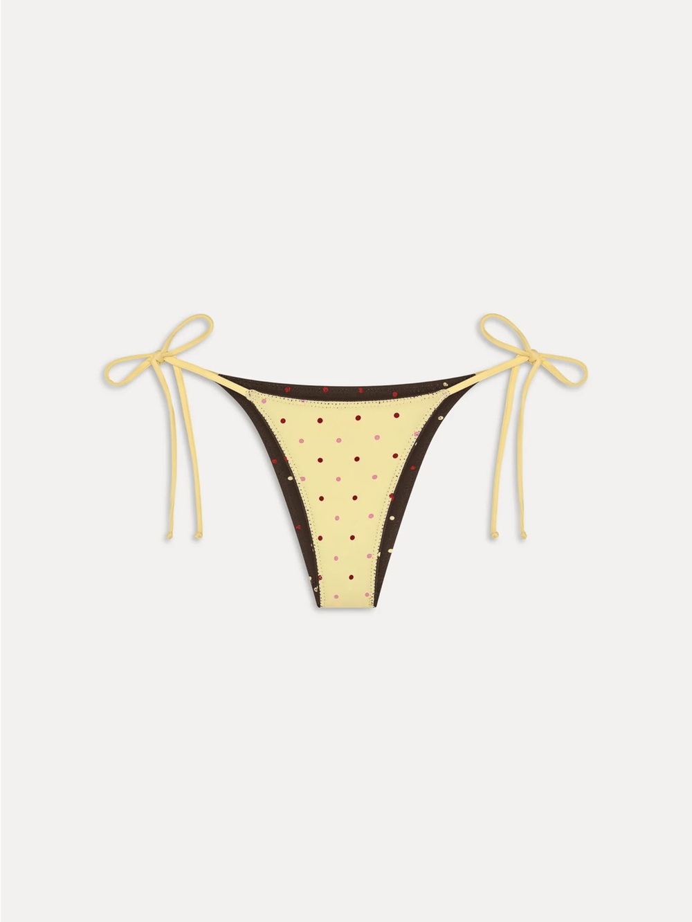 Brown and yellow polka dot bikini bottom REVERSIBLE